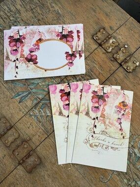 Floral Pink Watercolor Thank You Cards- pack of 3